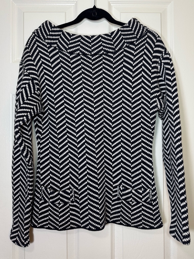 Tracy Reese Black & White Chevron Jacquard Sweater
